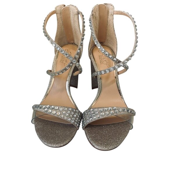 Jewel By Badgley Mischka Owen Glitter Heels Rhinestone Wedding Glam Shoe Size 6 - Picture 5 of 15